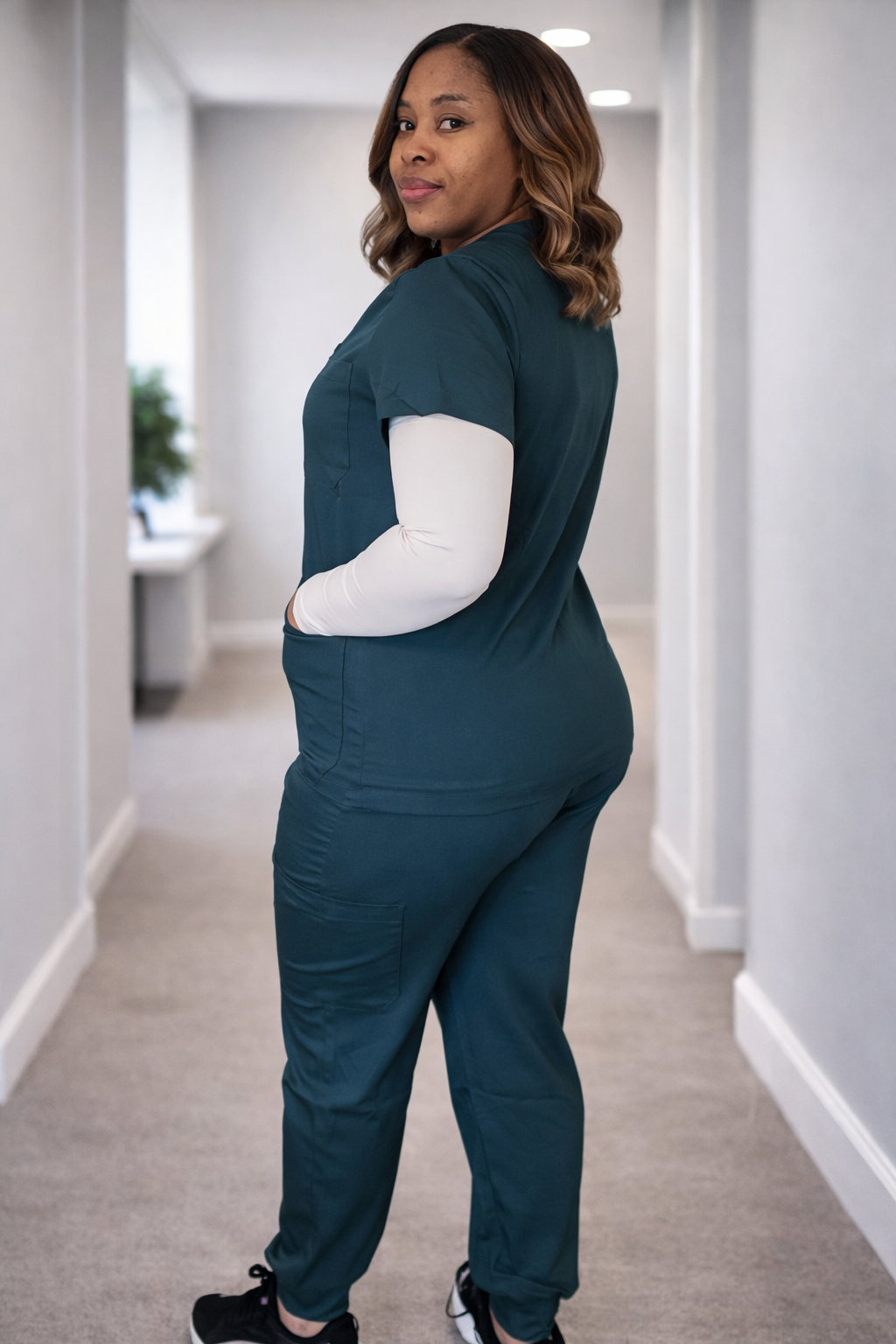 Dark Hunter Green scrubs - view 1