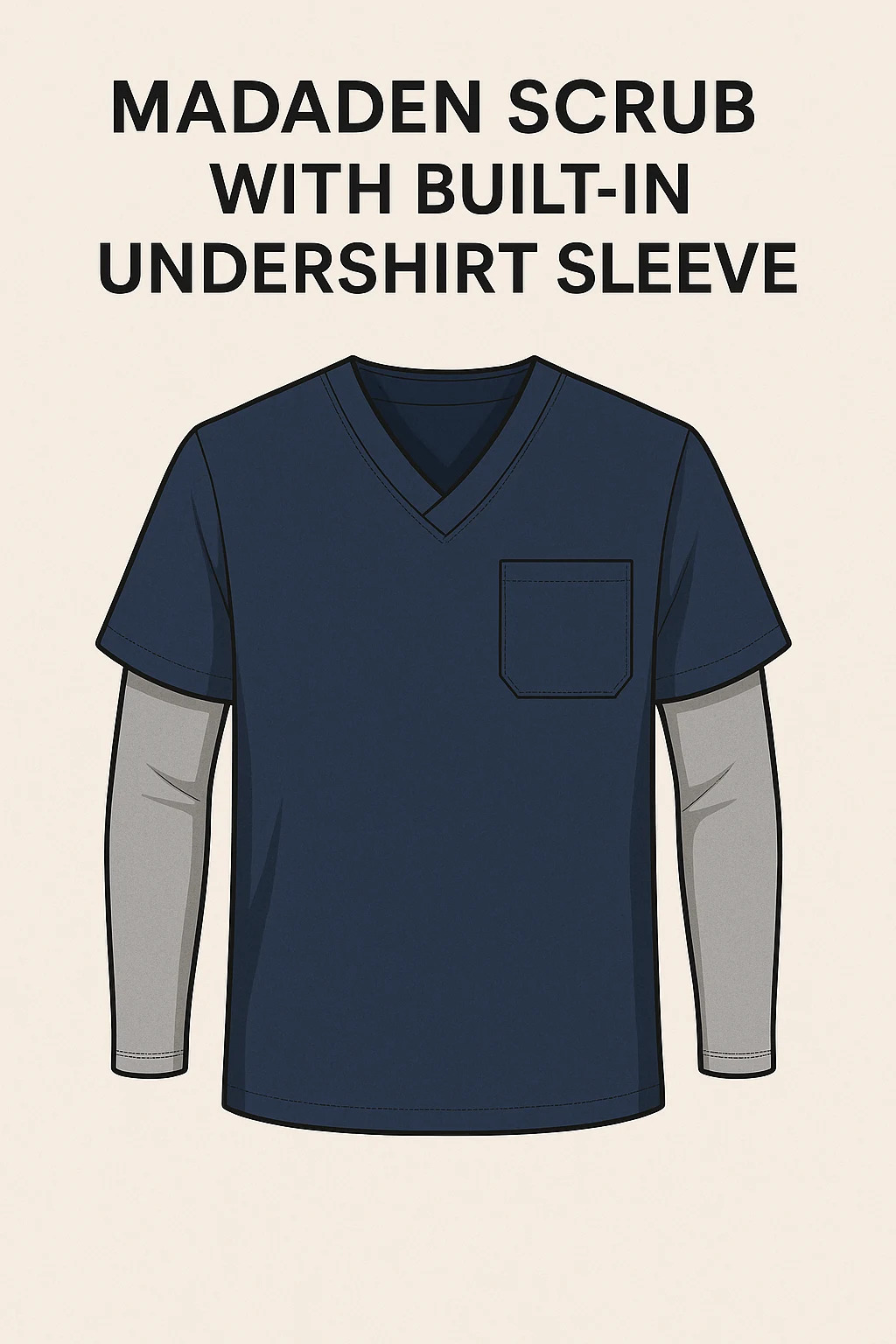 Madaden Scrub with Built-in Undershirt Sleeve